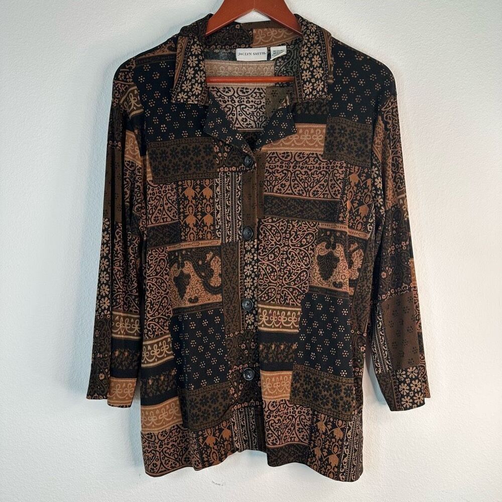 Vintage Jaclyn Smith Boho Patchwork Button Front … - image 1